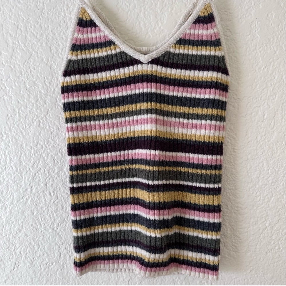 American Eagle Outfitters Striped Tank Top - Pink, Yellow, Black, White